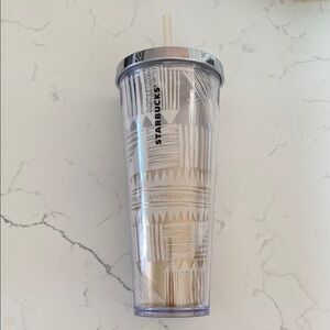 Starbucks Silver and Cream Tumbler
